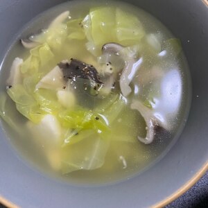 きのことセロリ葉の中華スープ